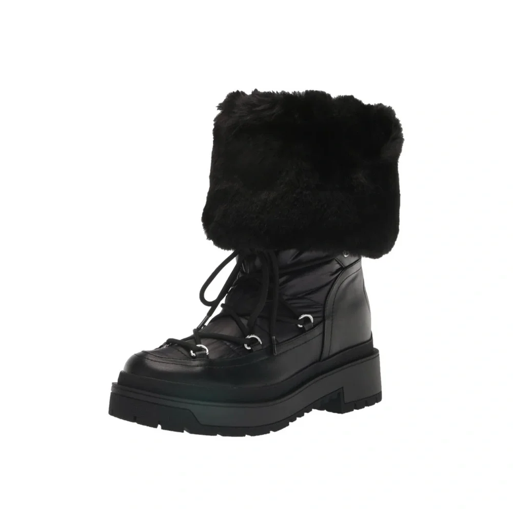 GUESS Women’s Larya Faux Fur Puffer Winter Black Boots Size 9.5 NEW
